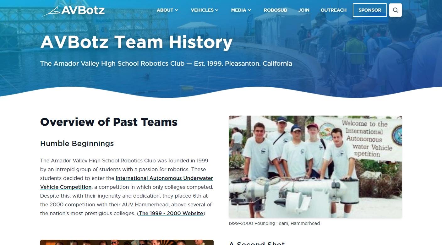 The history page of avbotz.com